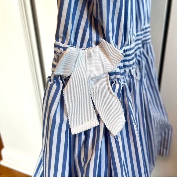 Crewcuts Girls Size 5 Blue and White Striped Short Sleeve Dress with Pockets - Picture 6 of 6